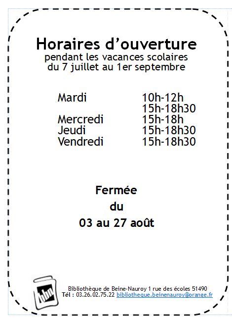 2021 Horaires ete